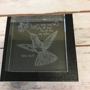 Inspirational Glass Etched Hummingbird with Psalm